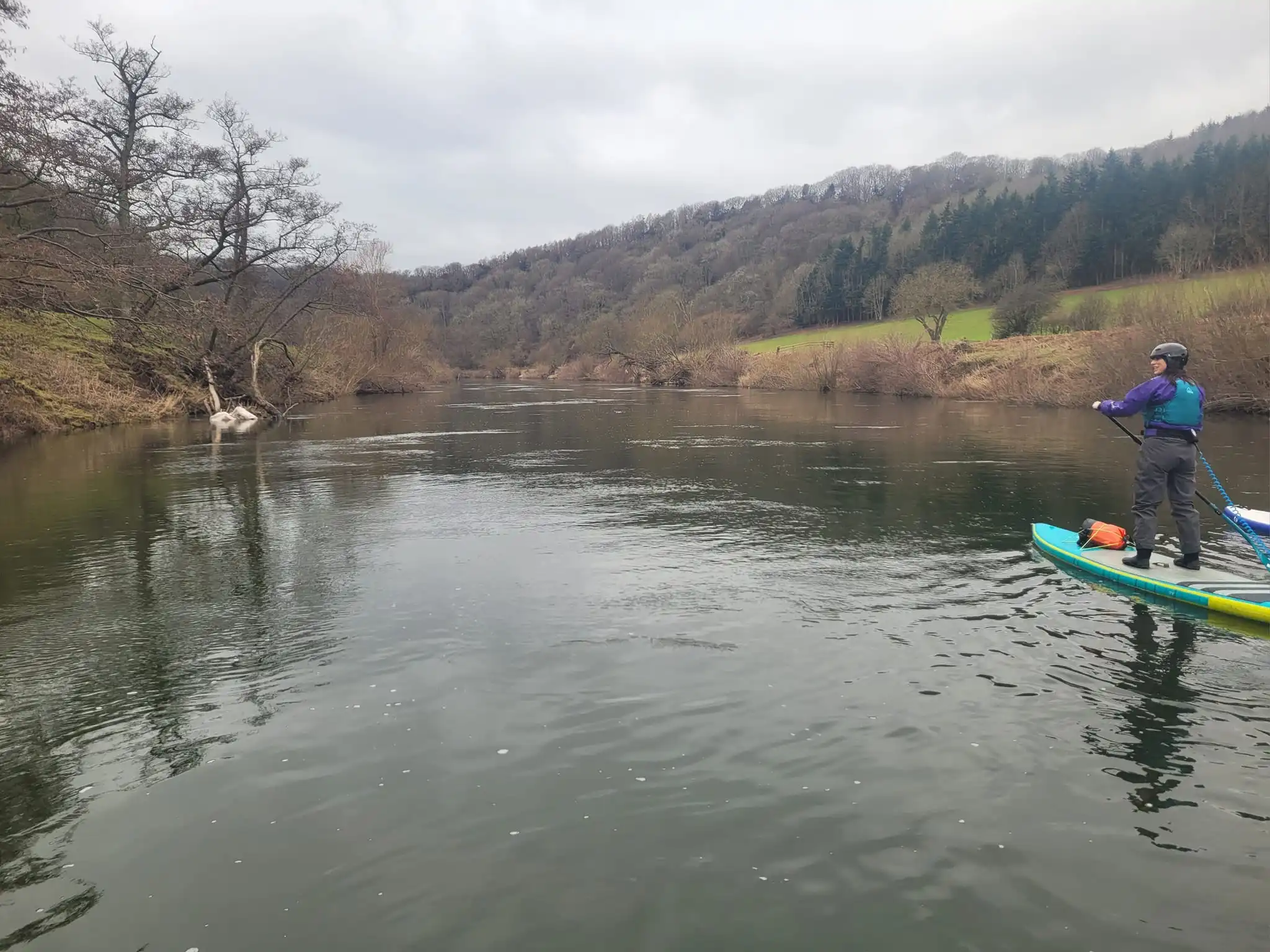 Paddleboarder on the river wye