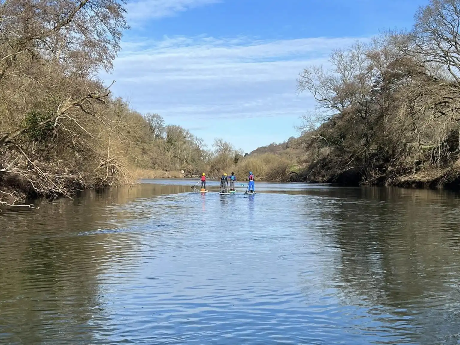 Group of paddleboarders on the river wye